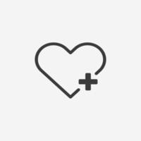 corazón médico, más, cardiología, latido del corazón, icono de salud vector símbolo aislado