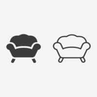 armchair icon vector set. home, house, furniture, interior, room symbol sign