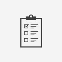 Document with clipboard, checklist, checkbox icon vector isolated symbol sign