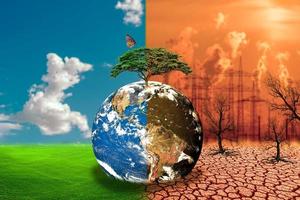 concept of climate change and the environment Greenhouse conditions and global warming, water crisis, pollution problems. photo