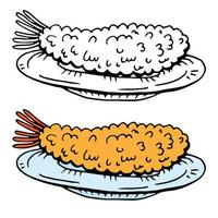 Delicious a plate of Tempura Japanese fried shrimp illustration vector