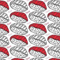 Pattern japanese Maguro Toro sushi. white background. Vector