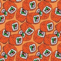 Masago pattern with orange sushi isolated on white background vector
