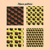 Pattern collection with sushi ikura big set vector