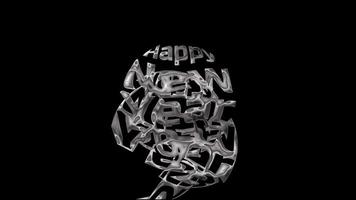happy new year 2023 animation, round shape with luxury silver texture video