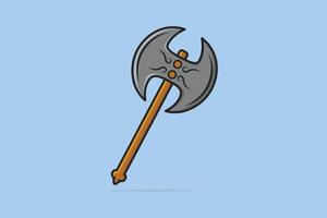 Ax hammer vector illustration. Weapon object icon concept. Dangerous wooden ax vector design.