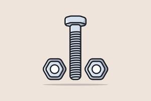 Structural bolt and hex nuts vector illustration. Working tools equipment icon concept. Build and repair symbol logo design.