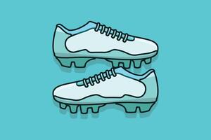 Football Shoes Pair vector icon illustration. Fashion object icon design concept. Soccer football boots shoes vector design on blue background.