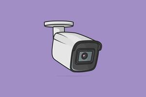 Airport Security Camera system vector illustration. Science and technology objects icon concept. City security mount CCTV camera vector design. Airport security camera on purple background.