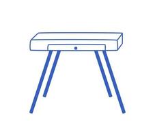 Desk isolated on a white background, linear icon. Vector hand-drawn illustration.