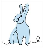 Rabbit symbol of the new year 2023 in a linear style. Cute hare for new year and easter. Chinese New Year card. Vector holiday illustration.