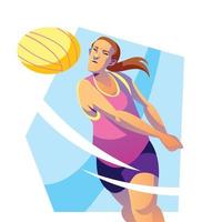 mujer poderosa jugadora de voleibol vector