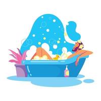 Relaxing Man in The Bathtub vector