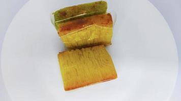 Bika ambon or golden cake or golden kuih bingka in Singapore, is an Indonesian dessert and authentic traditional food from asia. photo