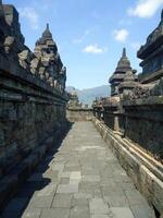 Inside view of Heritage Budist temple Borobudur complex, Unesco world heritage. Candi Borobudur, Yogyakarta, Central Jawa, Indonesia. photo