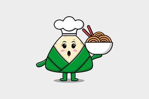 Cute cartoon Chinese rice dumpling chef vector