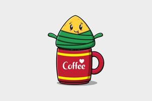 Chinese rice dumpling cute in a coffee cup vector