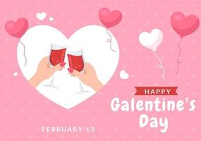 feliz día de galentine el 13 de febrero con la celebración de la amistad de las mujeres por su libertad en dibujos animados planos dibujados a mano ilustración de plantilla vector