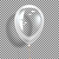 Realistic transparent ball on a gray background with a shadow and a golden ribbon. 3d vector illustration
