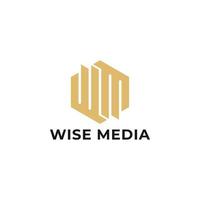 Abstract initial letter WM or MW logo in gold color isolated in white background applied for media agency logo also suitable for the brands or companies have initial name MW or WM. vector