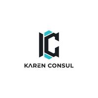 Abstract initial letter KC or CK logo in blue-black color isolated in white background applied for technology consulting firm logo also suitable for the brands or companies have initial name CK or KC. vector