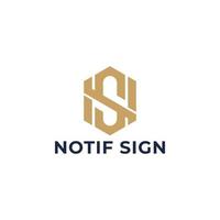 letra inicial abstracta ns o logotipo sn en color dorado aislado en fondo blanco aplicado para el logotipo de la empresa de recursos humanos también adecuado para las marcas o empresas que tienen el nombre inicial sn o ns. vector