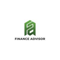 Abstract initial letter FA or AF logo in green color isolated in white background applied for finance and accounting logo also suitable for the brands or companies have initial name AF or FA. vector