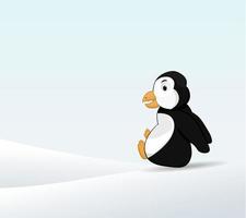 cute penguin cartoon charater sliding on snow vector