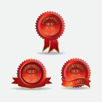 best offer best quality badge emblem in red color and ribbon vector