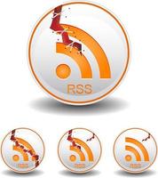 rss icon set clear and isolated with crack broken style vector