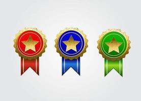 Award icon star and ribbon collection vector isolated