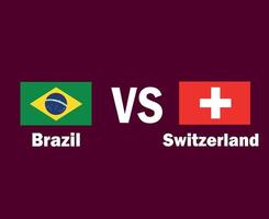 emblema de la bandera de brasil y suiza con diseño de símbolo de nombres vector final de fútbol de europa y américa latina ilustración de equipos de fútbol de países europeos y latinoamericanos