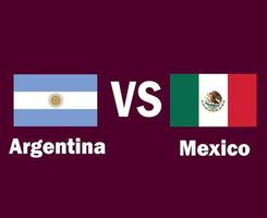 emblema de la bandera de argentina y méxico con diseño de símbolo de nombres ilustración de equipos de fútbol de países de américa del norte y américa latina vector final
