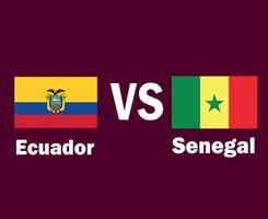 emblema de la bandera de ecuador y senegal con diseño de símbolo de nombres ilustración de equipos de fútbol de países latinoamericanos y africanos vector final de fútbol de américa latina y áfrica