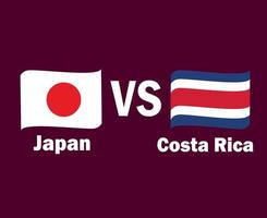 cinta de bandera de japón y costa rica con diseño de símbolo de nombres ilustración de equipos de fútbol de países de américa del norte y asia vector final de fútbol de américa del norte y asia