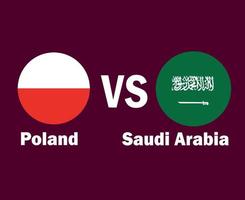 Poland And Saudi Arabia Flag With Names Symbol Design Europe And Asia football Final Vector European And Asian Countries Football Teams Illustration
