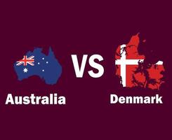 Australia And Danemark Map Flag With Names Symbol Design Asia And Europe football Final Vector Asian And European Countries Football Teams Illustration