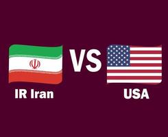 Iran And United States Flag Ribbon With Names Symbol Design North America And Asia football Final Vector North American And Asian Countries Football Teams Illustration