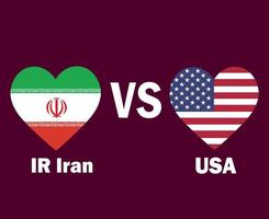 Iran And United States Flag Heart With Names Symbol Design North America And Asia football Final Vector North American And Asian Countries Football Teams Illustration