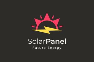 logotipo de energía del panel solar con forma simple y moderna para la empresa de fabricación e instalación de electricidad vector