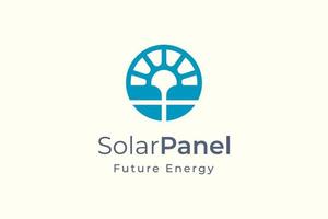 logotipo de energía del panel solar con forma simple y moderna para la empresa de fabricación e instalación de electricidad vector