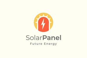 logotipo de energía del panel solar con forma simple y moderna para la empresa de fabricación e instalación de electricidad vector