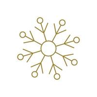 Christmas gold bright snowflake. Winter metal decoration and New Year's symbols for greeting card. Holiday ornament. Golden luxury decorative element. Flat illustration. vector