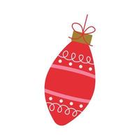 feliz árbol de navidad bola rosa con adorno de encaje rosa. adornos para árboles de navidad y año nuevo. vacaciones de invierno juguetes de abeto. retro jingles baubles o flyer, diseño de tarjetas de felicitación. vector