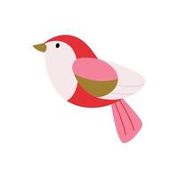 Cute red northern little bird with pink, gold wing. Winter birds of backyard city garden. Stylized wildlife animal sign. Christmas wonderland greeting. Merry Christmas and New Year. vector