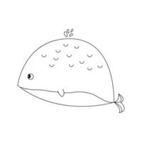 Cute whale. Vector illustration isolated on white background.