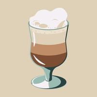 Coffee drinks latte with foam isolated vector illustration