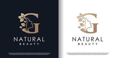 logotipo de la letra g con vector premium de concepto de belleza natural