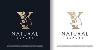 logotipo de la letra y con vector premium de concepto de belleza natural