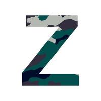 English alphabet letter Z, khaki style isolated on white background - Vector